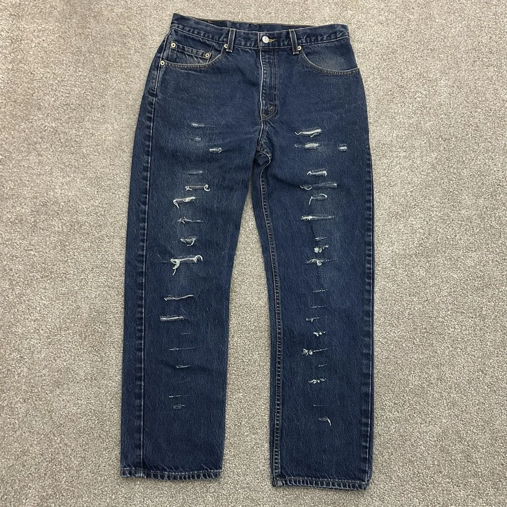 VTG Levis 505 Men's 34x30 Straight Leg Distressed‎ Denim Red Tab Made In USA